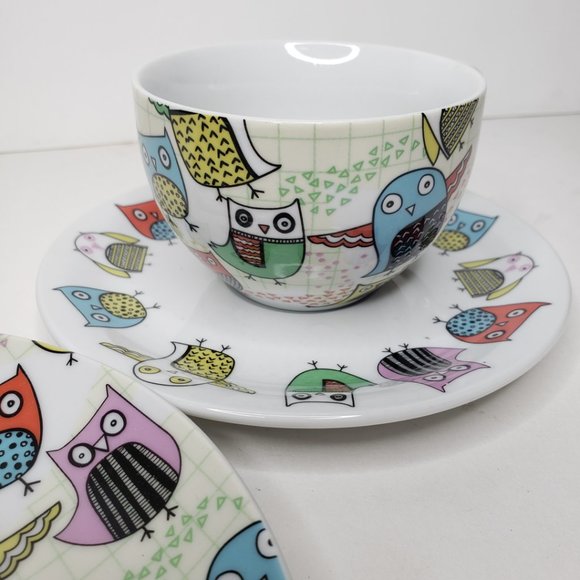 Artistic Owl Print Cup, Saucer, & Plate Set, Creative Tops - Picture 12 of 14